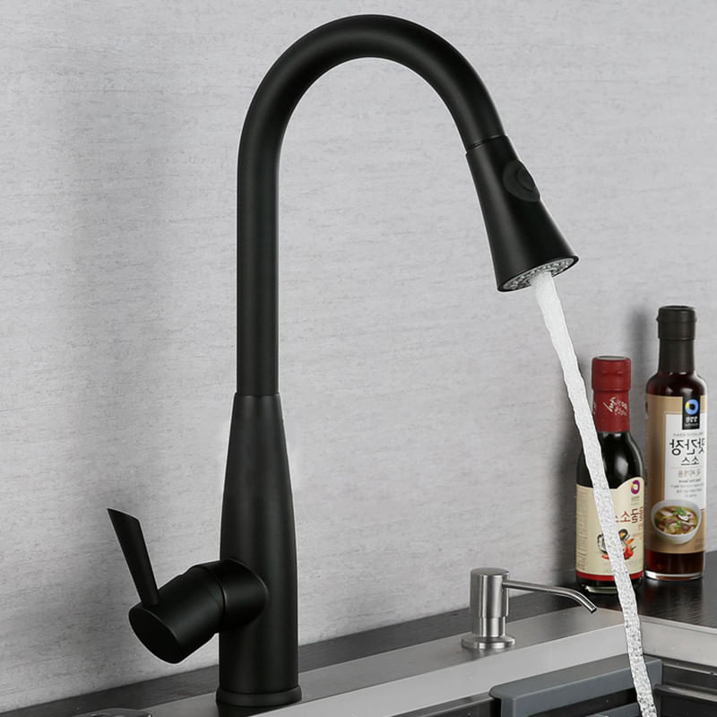 Casa si Gradina - Sanitare - Chiuveta bucatarie si accesorii - Baterii bucatarie - Baterie chiuveta bucatarie, Blackswan, Tip M224, cu senzor si doua moduri, model negru mat, dimensiune 44 cm - Infinity.ro