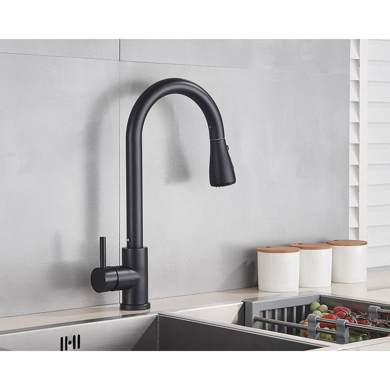 Casa si Gradina - Sanitare - Chiuveta bucatarie si accesorii - Baterii bucatarie - Baterie chiuveta bucatarie, Blackswan, Tip M79 cu 3 moduri, model negru mat, dimensiune 42 cm - Infinity.ro