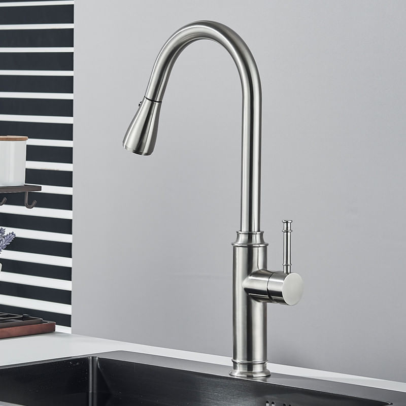 Casa si Gradina - Sanitare - Chiuveta bucatarie si accesorii - Baterii bucatarie - Baterie chiuveta bucatarie, Blackswan, Tip M312, model nichel mat cu 2 moduri si buton pauza, dimensiune 41 cm - Infinity.ro