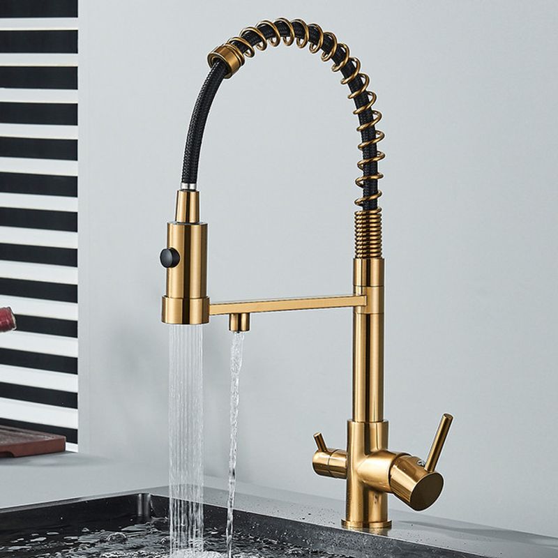 Casa si Gradina - Sanitare - Chiuveta bucatarie si accesorii - Baterii bucatarie - Baterie chiuveta bucatarie, Blackswan, Tip M252, model auriu mat cu iesire pentru apa purificata, dimensiune 48 cm - Infinity.ro