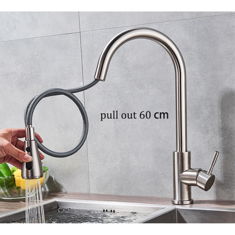 Casa si Gradina - Sanitare - Chiuveta bucatarie si accesorii - Baterii bucatarie - Baterie chiuveta bucatarie, Blackswan, Tip M72 cu 2 moduri si buton Pauza, model nichel, dimensiune 40 cm - Infinity.ro