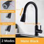 Casa si Gradina - Sanitare - Chiuveta bucatarie si accesorii - Baterii bucatarie - Baterie chiuveta bucatarie, Blackswan, Tip M75 cu 2 moduri, model negru mat, dimensiune 38 cm - Infinity.ro