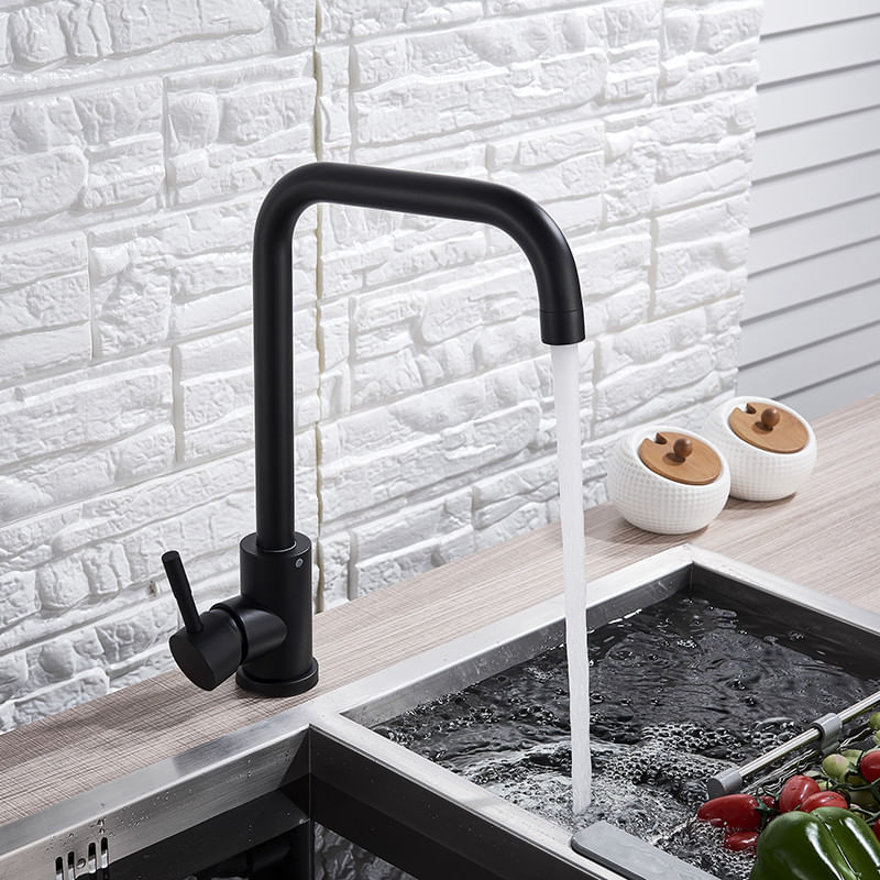 Casa si Gradina - Sanitare - Chiuveta bucatarie si accesorii - Baterii bucatarie - Baterie chiuveta bucatarie, Blackswan, Tip M209, model negru mat drept, dimensiune 34 cm - Infinity.ro
