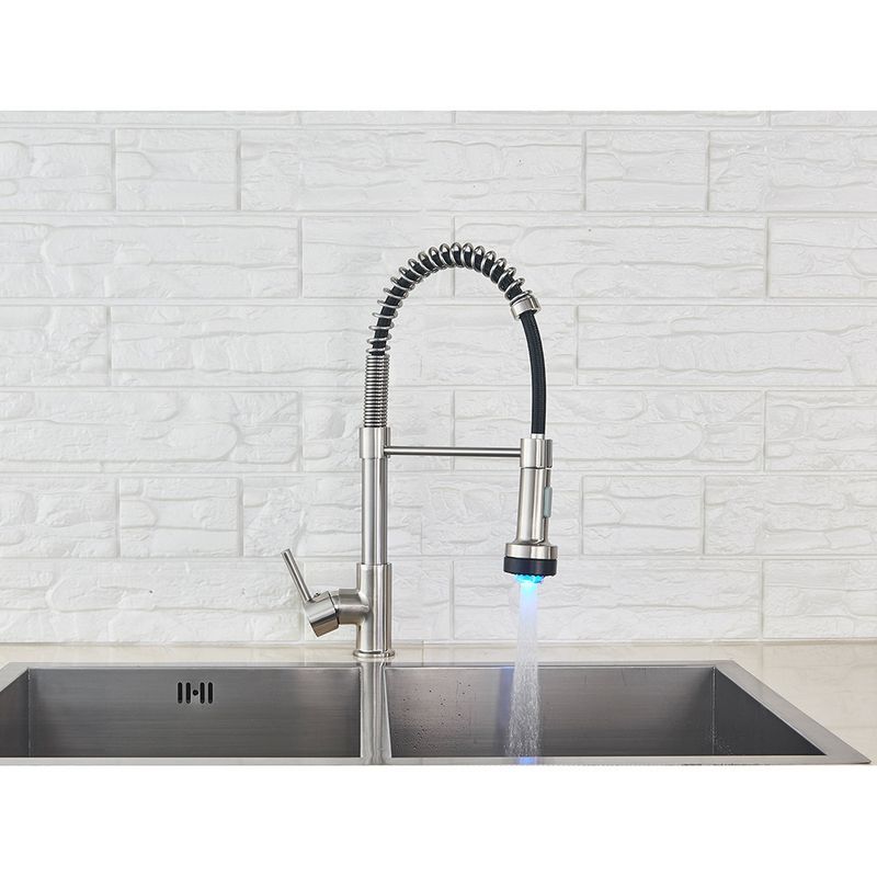 Casa si Gradina - Sanitare - Chiuveta bucatarie si accesorii - Baterii bucatarie - Baterie chiuveta bucatarie, Blackswan, Tip M155, cu LED si 2 moduri, model nichel mat, dimensiune 44 cm - Infinity.ro