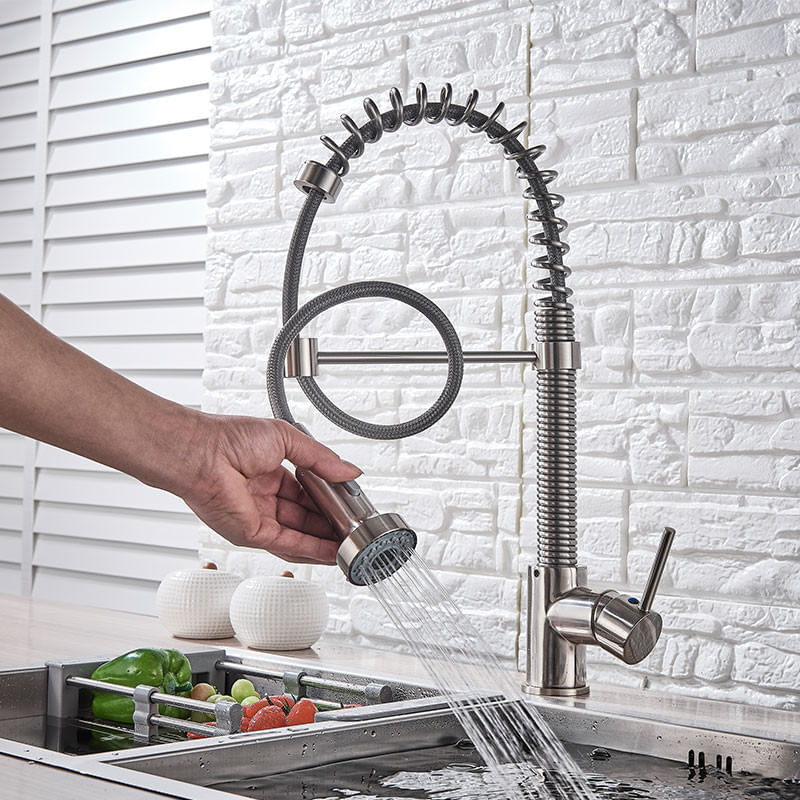 Casa si Gradina - Sanitare - Chiuveta bucatarie si accesorii - Baterii bucatarie - Baterie chiuveta bucatarie, Blackswan, Tip M163 cu 2 moduri, model nichel, dimensiune 43.5 cm - Infinity.ro