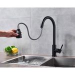 Casa si Gradina - Sanitare - Chiuveta bucatarie si accesorii - Baterii bucatarie - Baterie chiuveta bucatarie, Blackswan, Tip M75 cu 2 moduri, model negru mat, dimensiune 38 cm - Infinity.ro