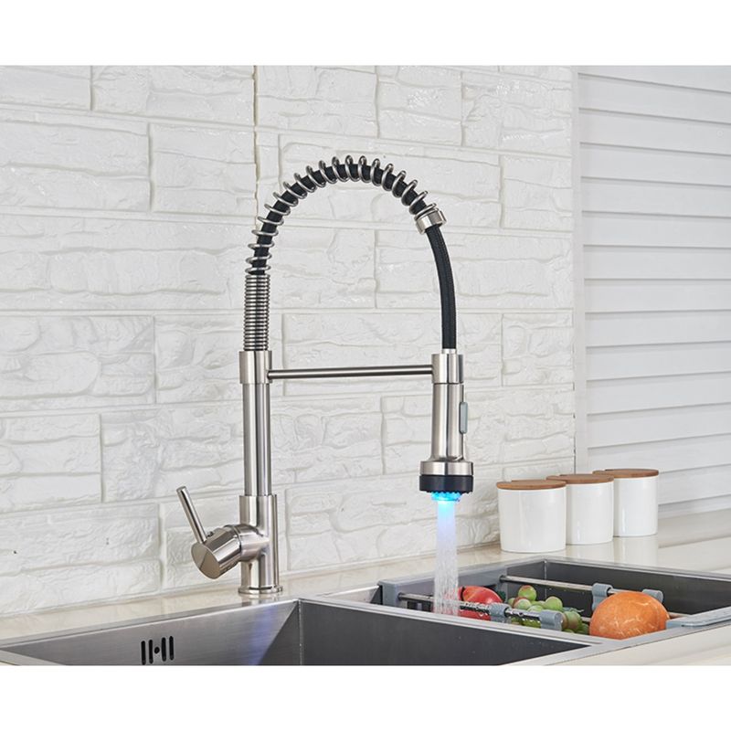 Casa si Gradina - Sanitare - Chiuveta bucatarie si accesorii - Baterii bucatarie - Baterie chiuveta bucatarie, Blackswan, Tip M155, cu LED si 2 moduri, model nichel mat, dimensiune 44 cm - Infinity.ro