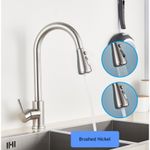Casa si Gradina - Sanitare - Chiuveta bucatarie si accesorii - Baterii bucatarie - Baterie chiuveta bucatarie, Blackswan, Tip M72 cu 2 moduri si buton Pauza, model nichel, dimensiune 40 cm - Infinity.ro