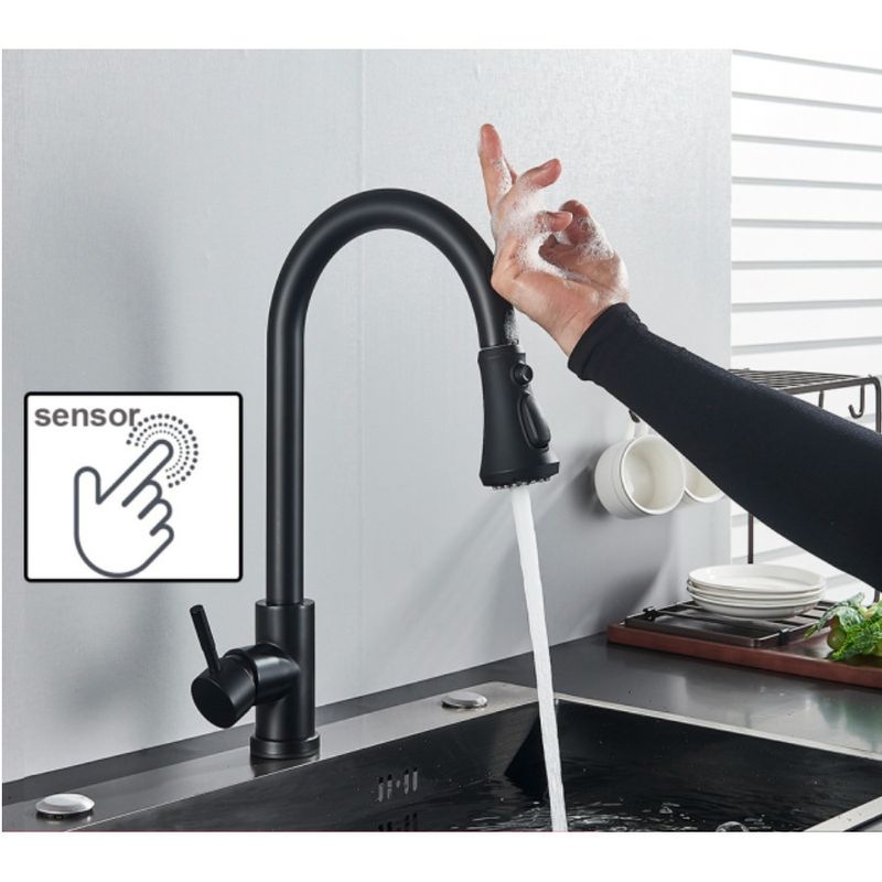 Casa si Gradina - Sanitare - Chiuveta bucatarie si accesorii - Baterii bucatarie - Baterie chiuveta bucatarie, Blackswan, Tip M82 cu senzor si 3 moduri, model negru mat, dimensiune 42 cm - Infinity.ro