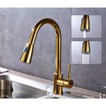 Casa si Gradina - Sanitare - Chiuveta bucatarie si accesorii - Baterii bucatarie - Baterie chiuveta bucatarie, Blackswan, Tip M77 cu 2 moduri, model auriu lucios, dimensiune 40 cm - Infinity.ro