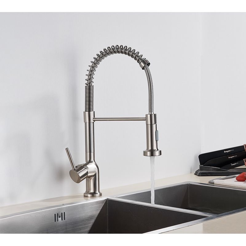Casa si Gradina - Sanitare - Chiuveta bucatarie si accesorii - Baterii bucatarie - Baterie chiuveta bucatarie, Blackswan, Tip M158, 2 moduri, model nichel mat, dimensiune 45 cm - Infinity.ro
