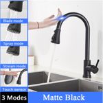 Casa si Gradina - Sanitare - Chiuveta bucatarie si accesorii - Baterii bucatarie - Baterie chiuveta bucatarie, Blackswan, Tip M82 cu senzor si 3 moduri, model negru mat, dimensiune 42 cm - Infinity.ro