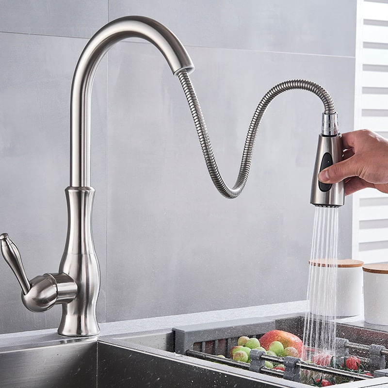 Casa si Gradina - Sanitare - Chiuveta bucatarie si accesorii - Baterii bucatarie - Baterie chiuveta bucatarie, Blackswan, Tip M92 cu 2 moduri, model nichel, dimensiune 42 cm - Infinity.ro