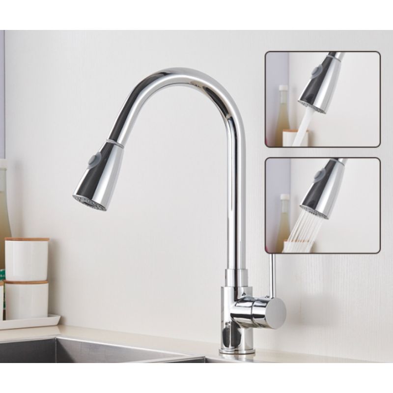Casa si Gradina - Sanitare - Chiuveta bucatarie si accesorii - Baterii bucatarie - Baterie chiuveta bucatarie, Blackswan, Tip M76 cu 2 moduri, model crom, dimensiune 38 cm - Infinity.ro
