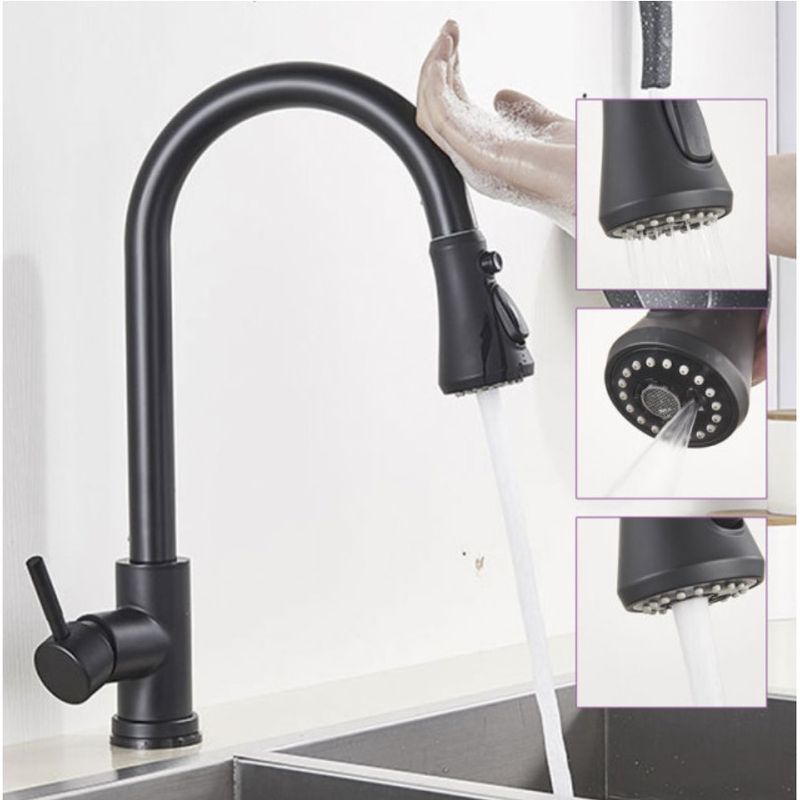 Casa si Gradina - Sanitare - Chiuveta bucatarie si accesorii - Baterii bucatarie - Baterie chiuveta bucatarie, Blackswan, Tip M82 cu senzor si 3 moduri, model negru mat, dimensiune 42 cm - Infinity.ro