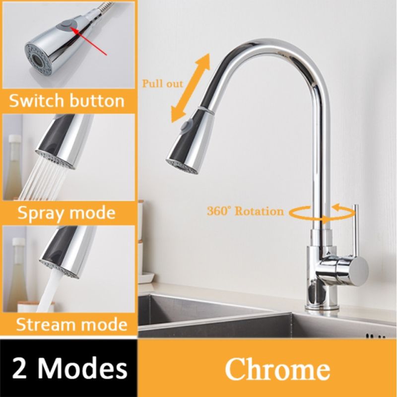 Casa si Gradina - Sanitare - Chiuveta bucatarie si accesorii - Baterii bucatarie - Baterie chiuveta bucatarie, Blackswan, Tip M76 cu 2 moduri, model crom, dimensiune 38 cm - Infinity.ro