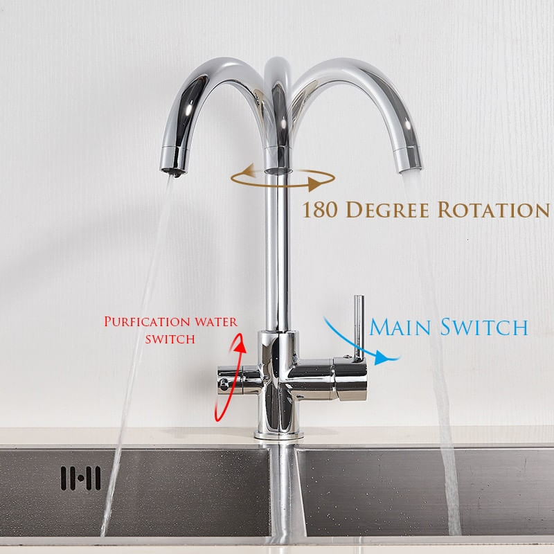 Casa si Gradina - Sanitare - Chiuveta bucatarie si accesorii - Baterii bucatarie - Baterie chiuveta bucatarie, Blackswan, Tip M175, cu iesire pentru apa purificata, model crom, dimensiune 34 cm - Infinity.ro