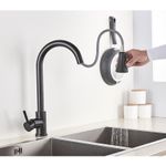 Casa si Gradina - Sanitare - Chiuveta bucatarie si accesorii - Baterii bucatarie - Baterie chiuveta bucatarie, Blackswan, Tip M82 cu senzor si 3 moduri, model negru mat, dimensiune 42 cm - Infinity.ro