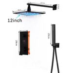 Casa si Gradina - Sanitare - Lavoar baie si accesorii - Baterii sanitare - Set baterie dus, Blackswan, Tip M73.68 LED, model negru mat, dimensiune 30 cm - Infinity.ro