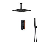 Casa si Gradina - Sanitare - Lavoar baie si accesorii - Baterii sanitare - Set baterie dus, Blackswan, Tip M73.50, model smart negru mat, dimensiune 25 cm - Infinity.ro