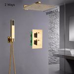 Casa si Gradina - Sanitare - Lavoar baie si accesorii - Baterii sanitare - Set baterie dus, Blackswan, Tip M195, model auriu lucios, 2 cai si termostat, dimensiune 30 cm - Infinity.ro