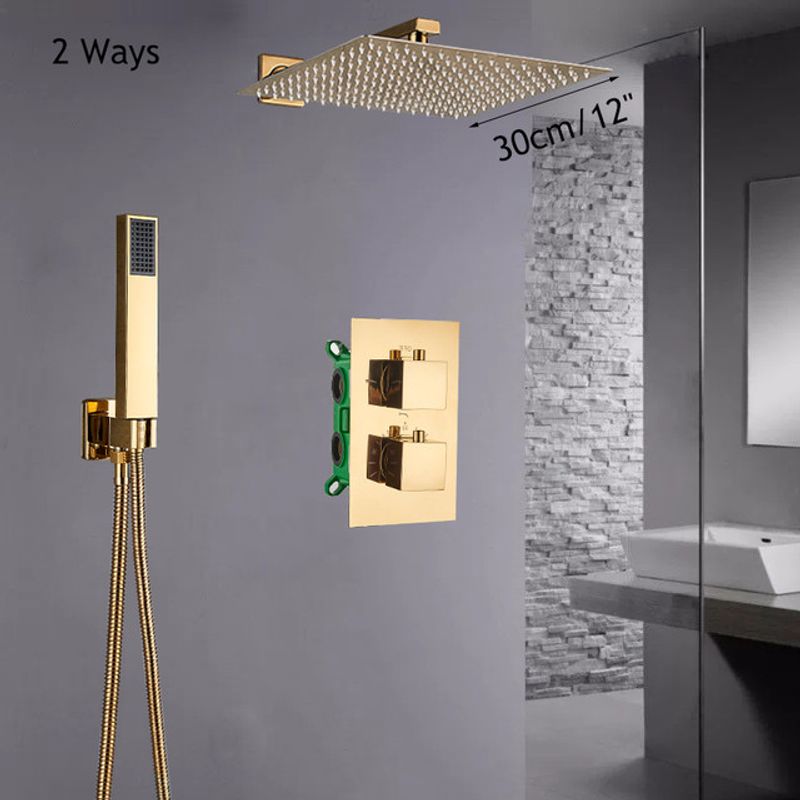 Casa si Gradina - Sanitare - Lavoar baie si accesorii - Baterii sanitare - Set baterie dus, Blackswan, Tip M195, model auriu lucios, 2 cai si termostat, dimensiune 30 cm - Infinity.ro