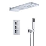 Casa si Gradina - Sanitare - Lavoar baie si accesorii - Baterii sanitare - Set baterie dus, Blackswan, Tip M197, model crom, cu termostat si cap de dus cu 2 moduri, dimensiune 55 cm - Infinity.ro
