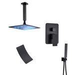 Casa si Gradina - Sanitare - Lavoar baie si accesorii - Baterii sanitare - Set baterie dus, Blackswan, Tip M3.13 LED, model negru mat, dimensiune 40 cm - Infinity.ro