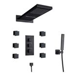 Casa si Gradina - Sanitare - Lavoar baie si accesorii - Baterii sanitare - Set baterie dus cu masaj, Blackswan, Tip M73.32, model negru mat, dimensiune 52 cm - Infinity.ro