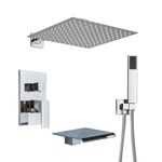 Casa si Gradina - Sanitare - Lavoar baie si accesorii - Baterii sanitare - Set baterie dus, Blackswan, Tip M183, model crom, cu 3 cai si pipa tip cascada, dimensiune 30 cm - Infinity.ro