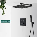 Casa si Gradina - Sanitare - Lavoar baie si accesorii - Baterii sanitare - Set baterie dus, Blackswan, Tip M150, model negru mat, cu 2 cai si termostat, dimensiune 40 cm - Infinity.ro