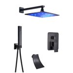 Casa si Gradina - Sanitare - Lavoar baie si accesorii - Baterii sanitare - Set baterie dus, Blackswan, Tip M3.5 LED, model negru antichizat, dimensiune 30 cm - Infinity.ro