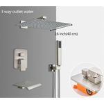 Casa si Gradina - Sanitare - Lavoar baie si accesorii - Baterii sanitare - Set baterie dus, Blackswan, Tip M252, model nichel mat, cu 3 cai si pipa tip cascada, dimensiune 40 cm - Infinity.ro