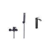 Casa si Gradina - Sanitare - Lavoar baie si accesorii - Baterii sanitare - Set baterie cada si baterie chiuveta, Blackswan, Tip M53, model negru mat, dimensiune 20 cm - Infinity.ro