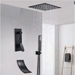 Casa si Gradina - Sanitare - Lavoar baie si accesorii - Baterii sanitare - Set baterie dus, Blackswan, Tip M3.10 Smart, model negru mat, dimensiune 30 cm - Infinity.ro