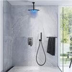 Casa si Gradina - Sanitare - Lavoar baie si accesorii - Baterii sanitare - Set baterie dus, Blackswan, Tip M73.56 LED, model negru mat, dimensiune 30 cm - Infinity.ro