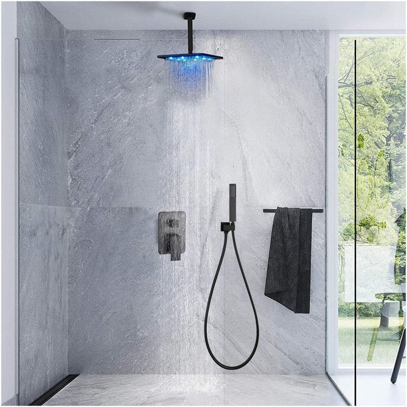 Casa si Gradina - Sanitare - Lavoar baie si accesorii - Baterii sanitare - Set baterie dus, Blackswan, Tip M73.56 LED, model negru mat, dimensiune 30 cm - Infinity.ro