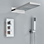 Casa si Gradina - Sanitare - Lavoar baie si accesorii - Baterii sanitare - Set baterie dus, Blackswan, Tip M197, model crom, cu termostat si cap de dus cu 2 moduri, dimensiune 55 cm - Infinity.ro