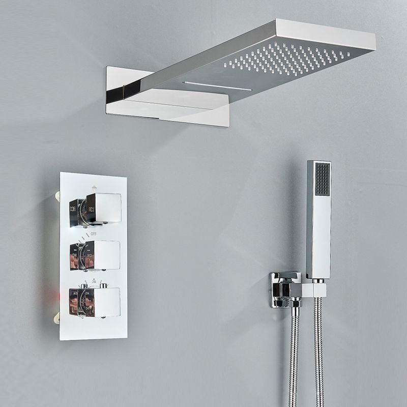 Casa si Gradina - Sanitare - Lavoar baie si accesorii - Baterii sanitare - Set baterie dus, Blackswan, Tip M197, model crom, cu termostat si cap de dus cu 2 moduri, dimensiune 55 cm - Infinity.ro