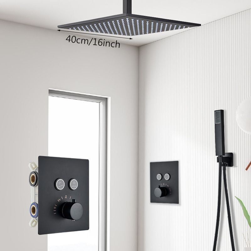 Casa si Gradina - Sanitare - Lavoar baie si accesorii - Baterii sanitare - Set baterie dus, Blackswan, Tip M156, model negru mat, cu 2 cai, termostat si montare tavan, dimensiune 40 cm - Infinity.ro