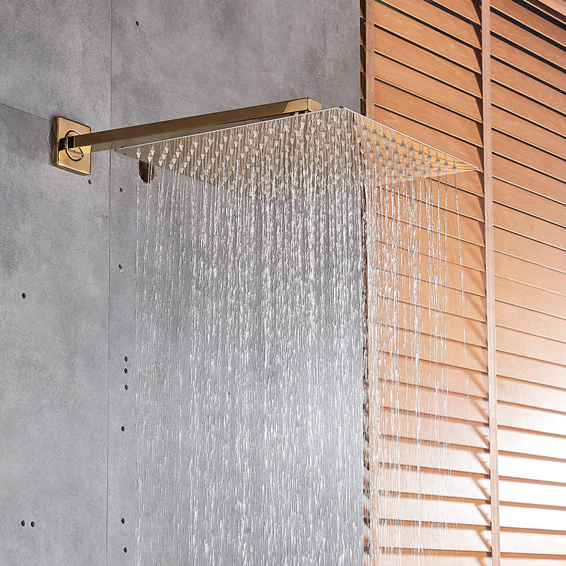 Casa si Gradina - Sanitare - Lavoar baie si accesorii - Baterii sanitare - Set baterie dus, Blackswan, Tip M195, model auriu lucios, 2 cai si termostat, dimensiune 30 cm - Infinity.ro