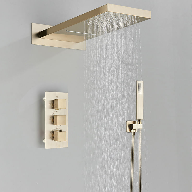 Casa si Gradina - Sanitare - Lavoar baie si accesorii - Baterii sanitare - Set baterie dus, Blackswan, Tip M11.8, model auriu mat, dimensiune 55 cm - Infinity.ro