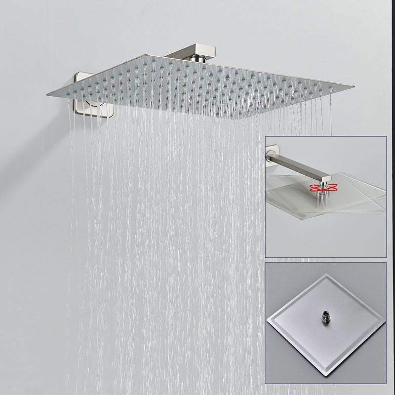 Casa si Gradina - Sanitare - Lavoar baie si accesorii - Baterii sanitare - Set baterie dus, Blackswan, Tip M252, model nichel mat, cu 3 cai si pipa tip cascada, dimensiune 40 cm - Infinity.ro