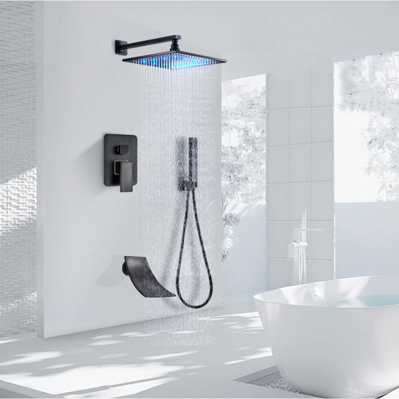 Casa si Gradina - Sanitare - Lavoar baie si accesorii - Baterii sanitare - Set baterie dus, Blackswan, Tip M3.6 LED, model negru antichizat, dimensiune 40 cm - Infinity.ro