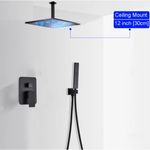Casa si Gradina - Sanitare - Lavoar baie si accesorii - Baterii sanitare - Set baterie dus, Blackswan, Tip M73.56 LED, model negru mat, dimensiune 30 cm - Infinity.ro
