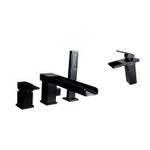Casa si Gradina - Sanitare - Lavoar baie si accesorii - Baterii sanitare - Set baterie cada si baterie chiuveta, Blackswan, Tip M32, model negru mat, dimensiune 25.5 cm - Infinity.ro