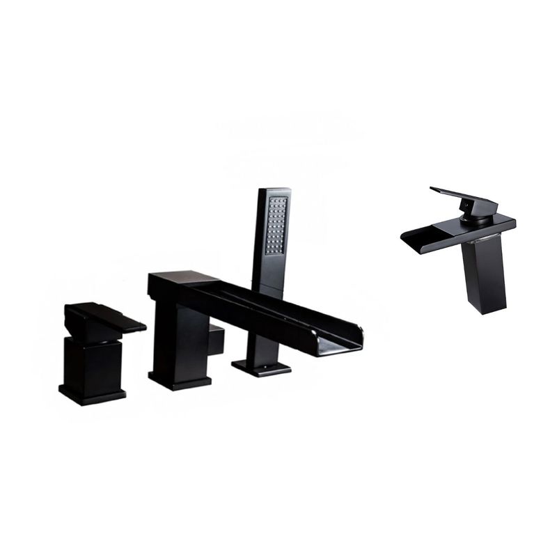 Casa si Gradina - Sanitare - Lavoar baie si accesorii - Baterii sanitare - Set baterie cada si baterie chiuveta, Blackswan, Tip M32, model negru mat, dimensiune 25.5 cm - Infinity.ro