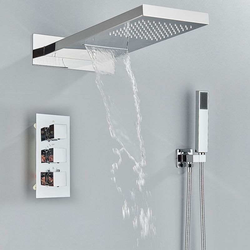 Casa si Gradina - Sanitare - Lavoar baie si accesorii - Baterii sanitare - Set baterie dus, Blackswan, Tip M197, model crom, cu termostat si cap de dus cu 2 moduri, dimensiune 55 cm - Infinity.ro