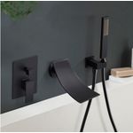 Casa si Gradina - Sanitare - Lavoar baie si accesorii - Baterii sanitare - Set baterii cada si chiuveta, Blackswan, Tip M3, model negru mat, dimensiune 18 cm - Infinity.ro