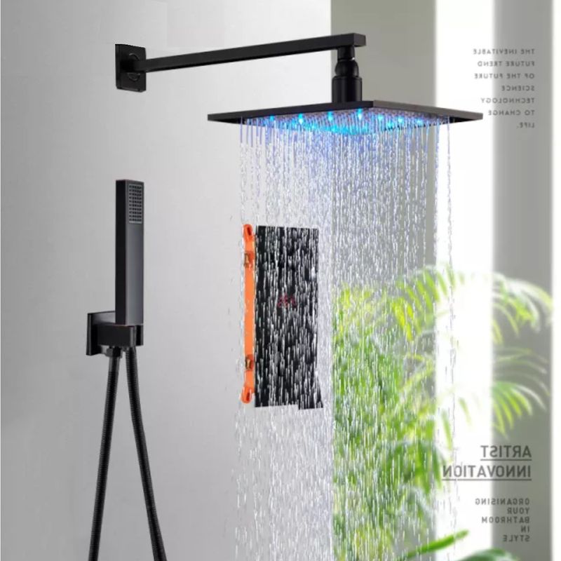 Casa si Gradina - Sanitare - Lavoar baie si accesorii - Baterii sanitare - Set baterie dus, Blackswan, Tip M73.68 LED, model negru mat, dimensiune 30 cm - Infinity.ro